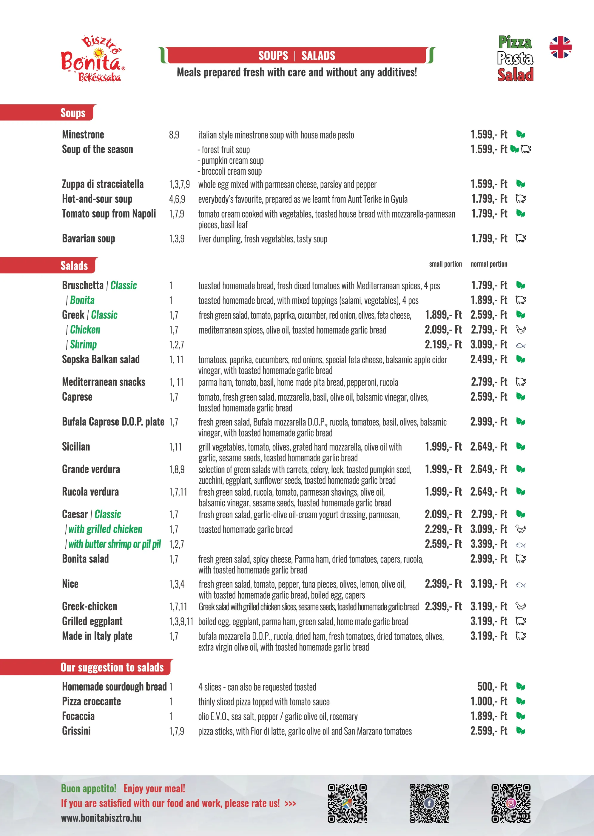 Bonita Bisztró Békéscsaba – menu page 6.