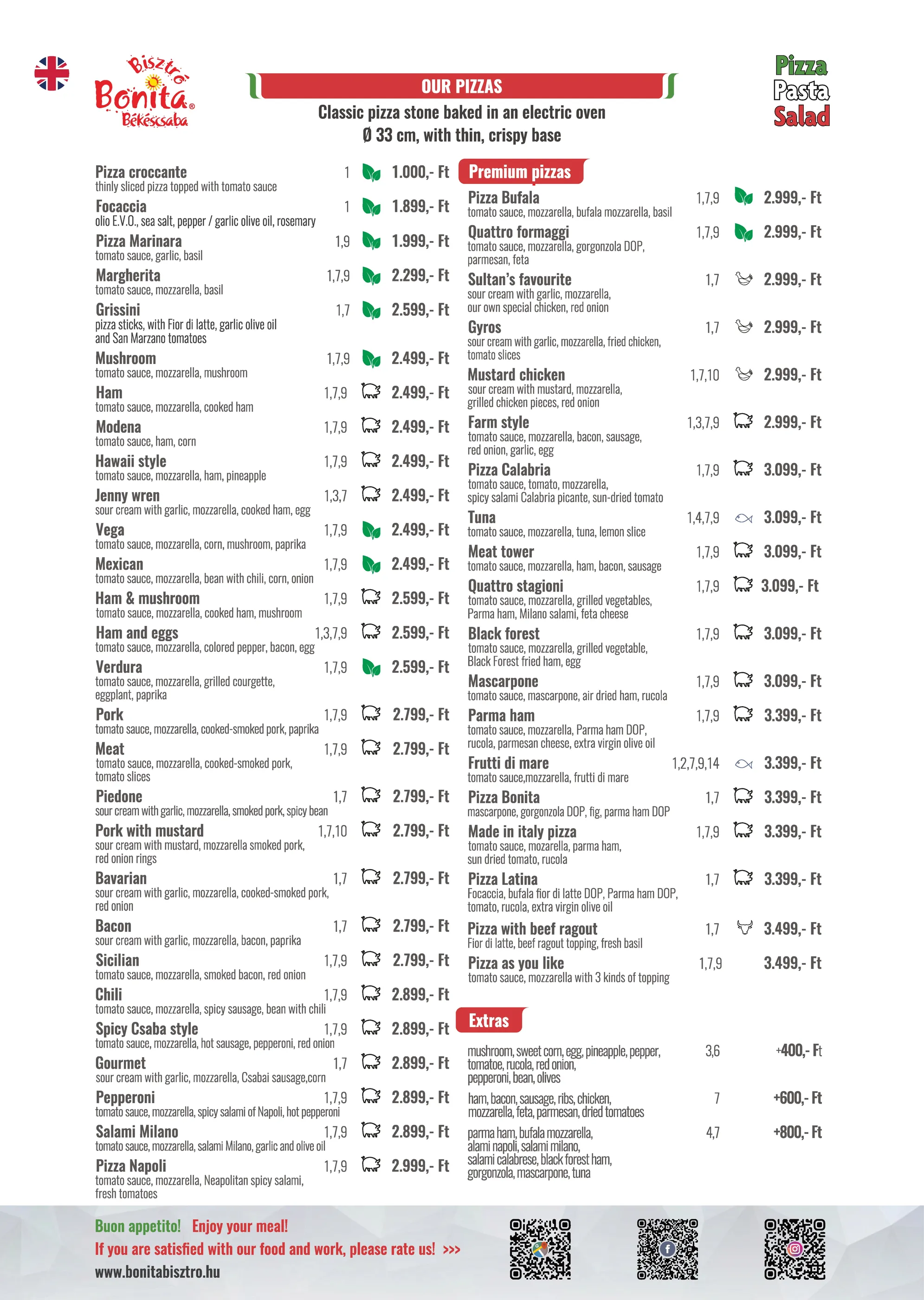 Bonita Bisztró Békéscsaba – menu page 7.