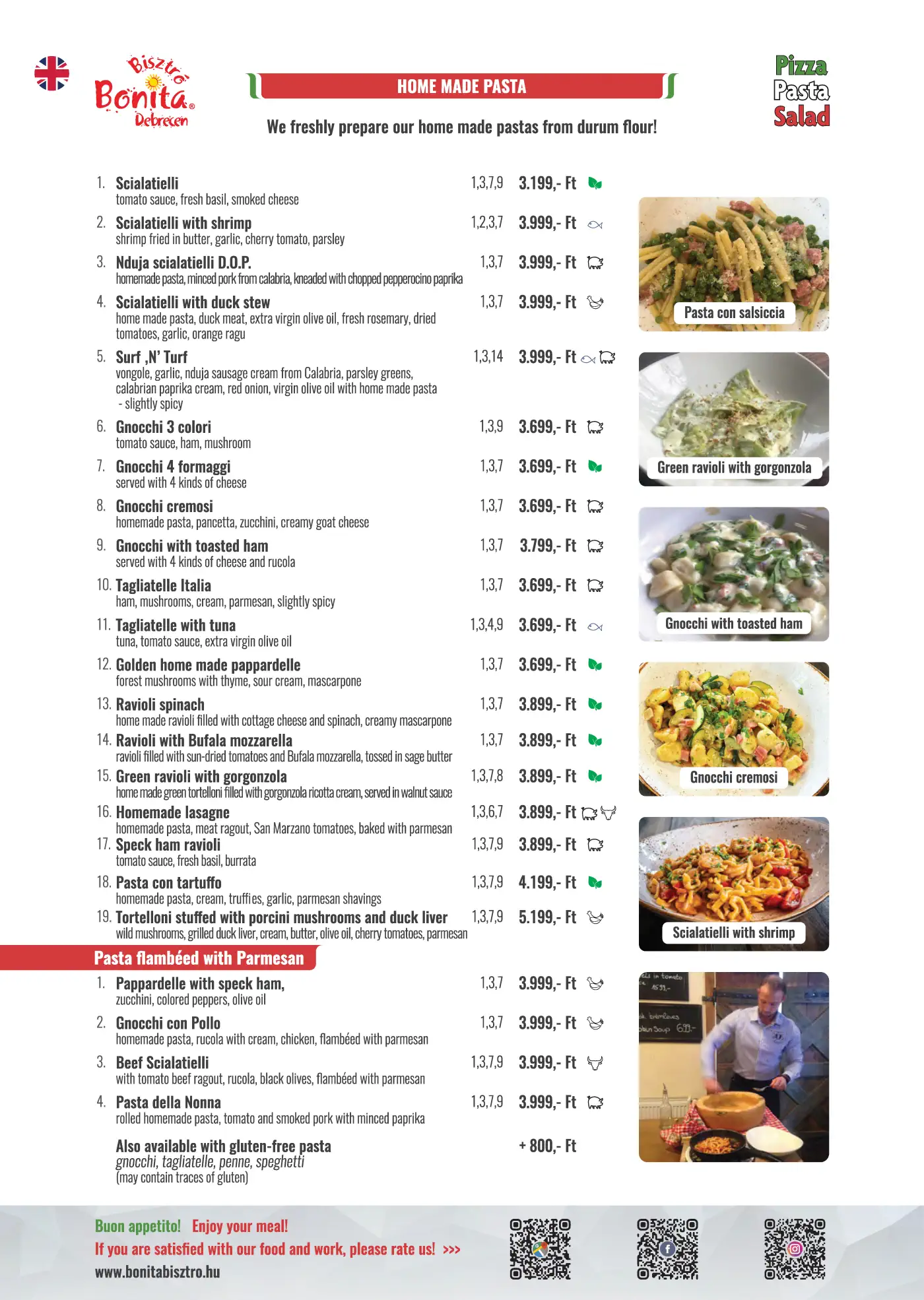 Bonita Bisztró Debrecen – menu page 19.