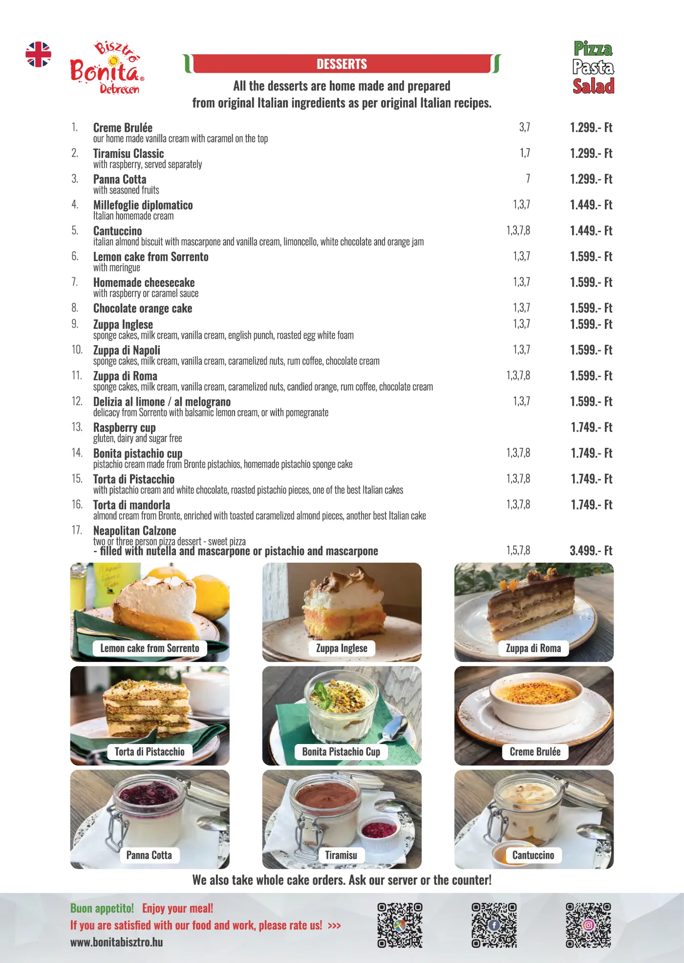 Bonita Bisztró Debrecen – menu page 21.