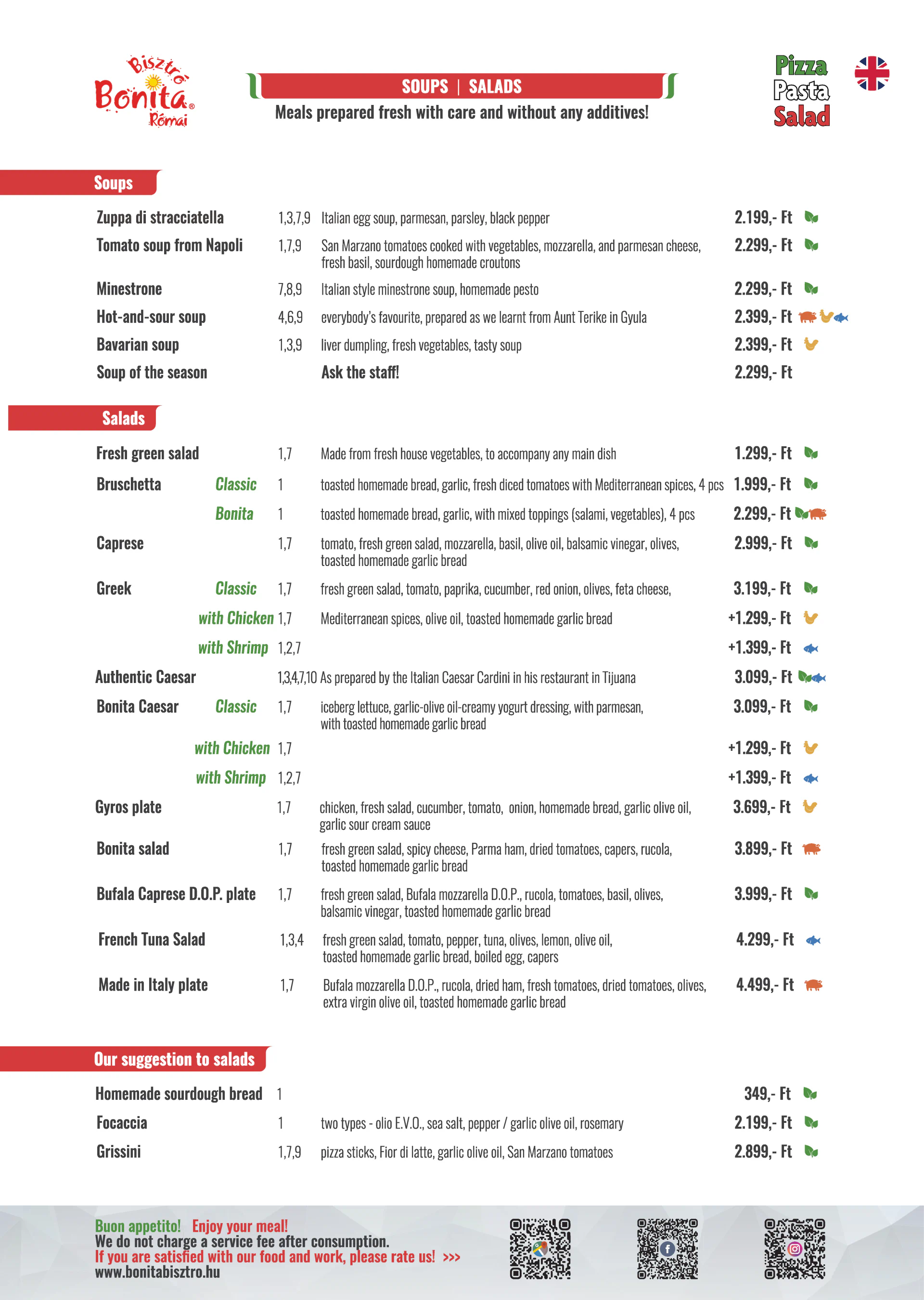 Bonita Bisztró III. Római Part – menu page 3.