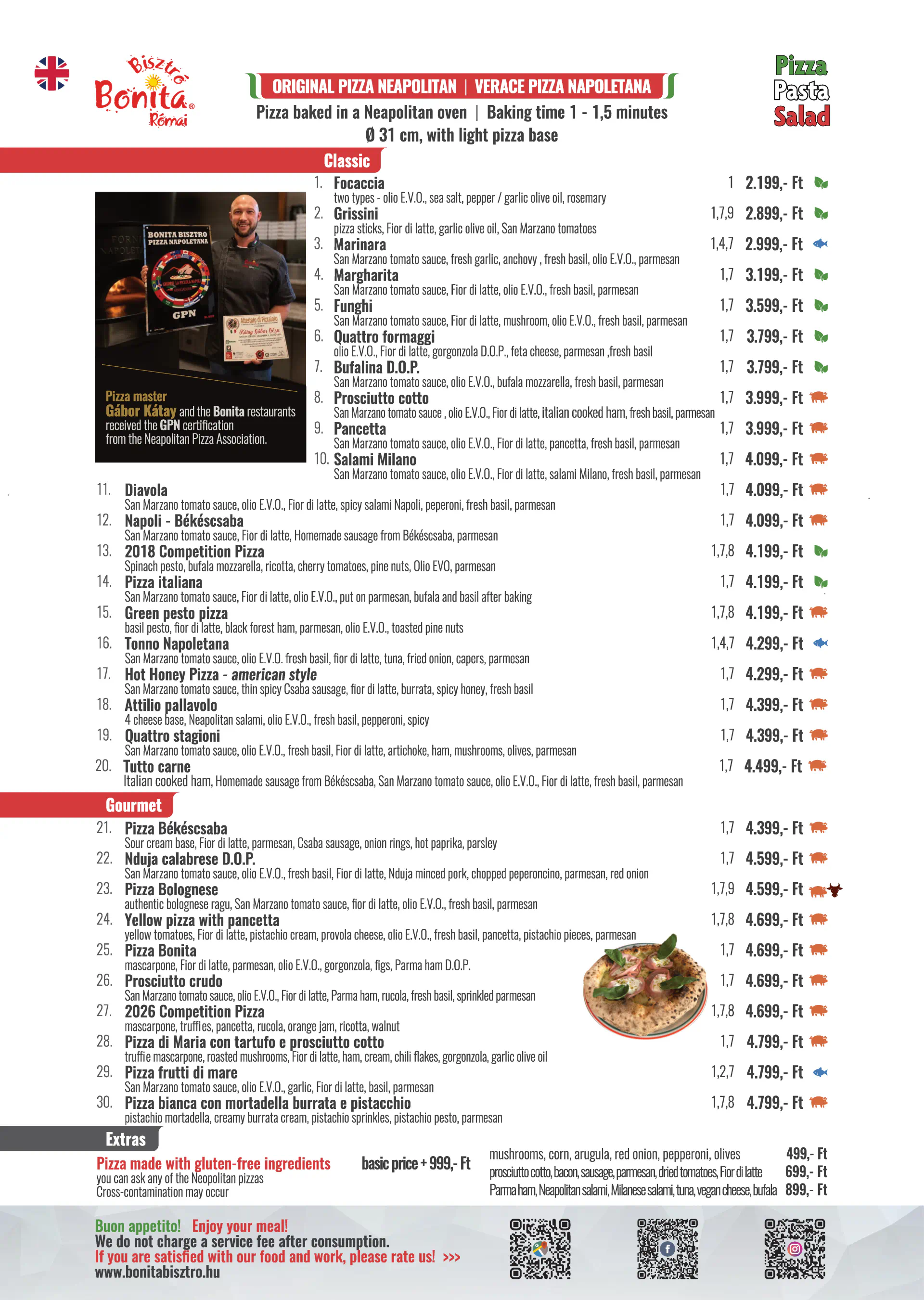 Bonita Bisztró III. Római Part – menu page 4.