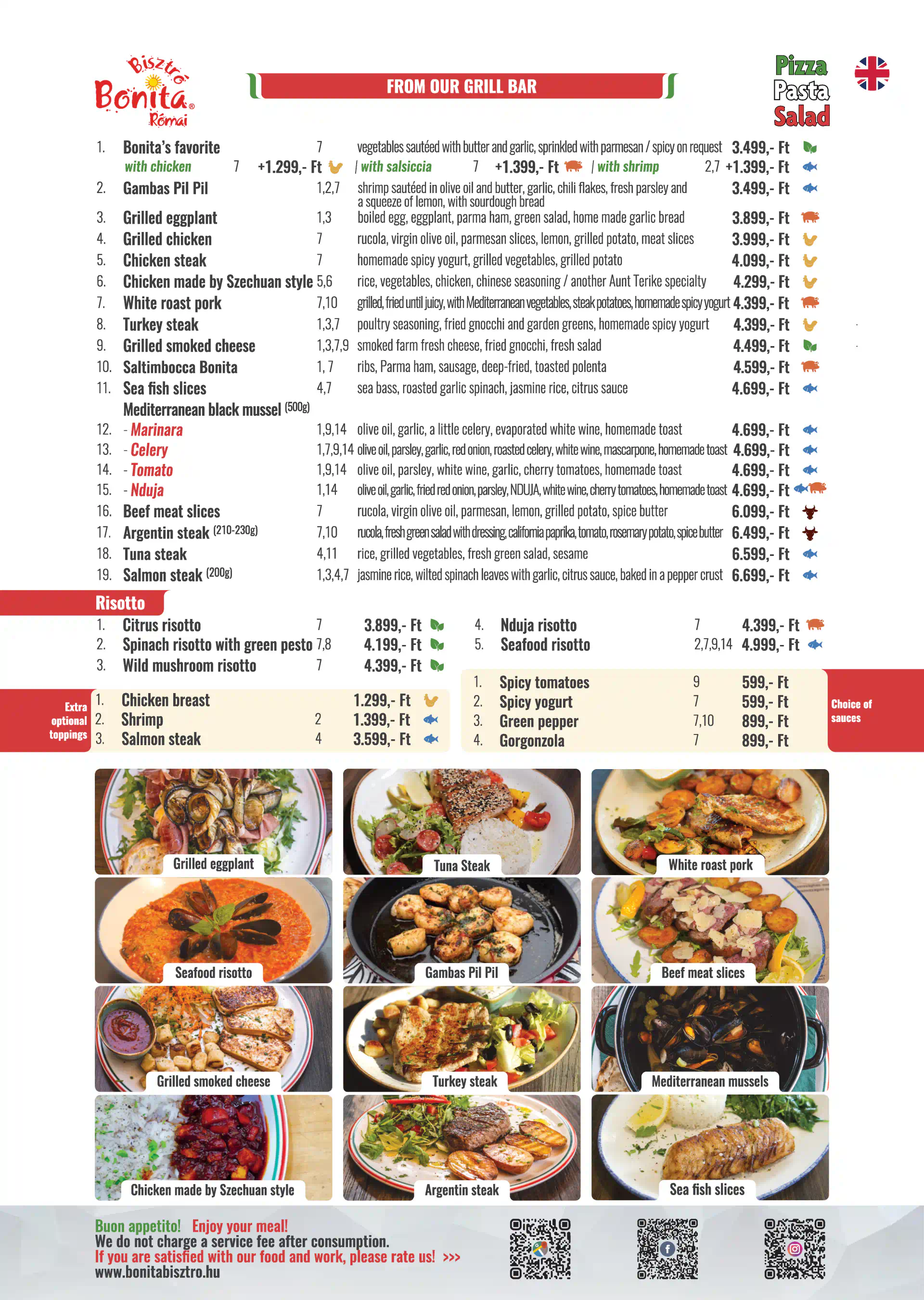 Bonita Bisztró III. Római Part – menu page 7.