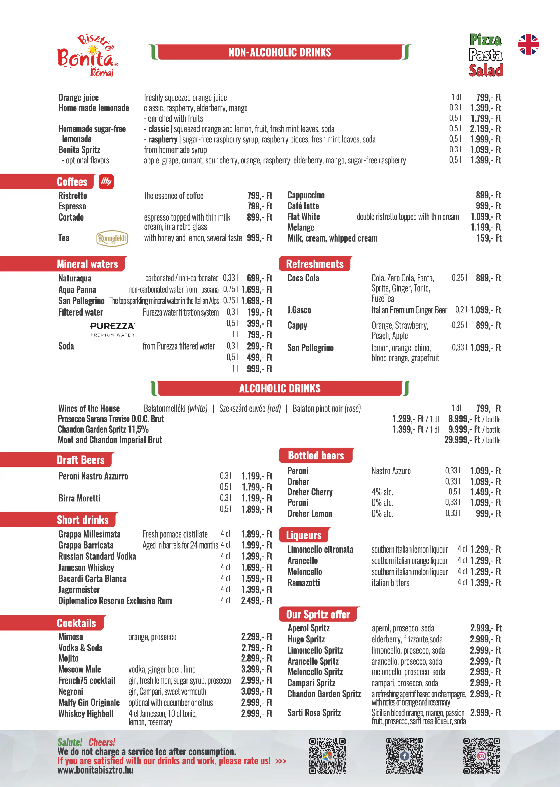 Bonita Bisztró III. Római Part – menu page 9.