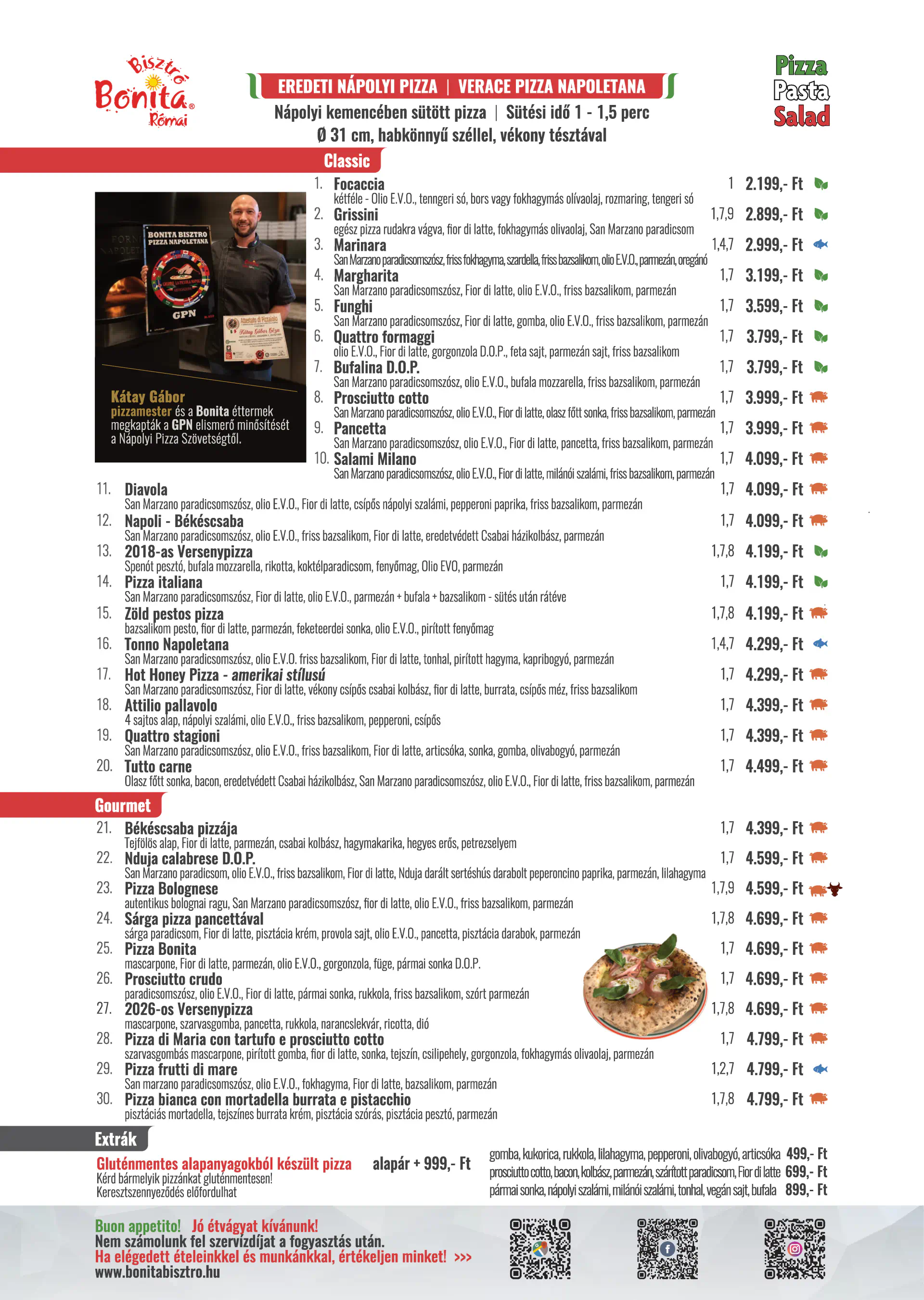 Bonita Bisztró III. Római Part – étlap oldal 4.
