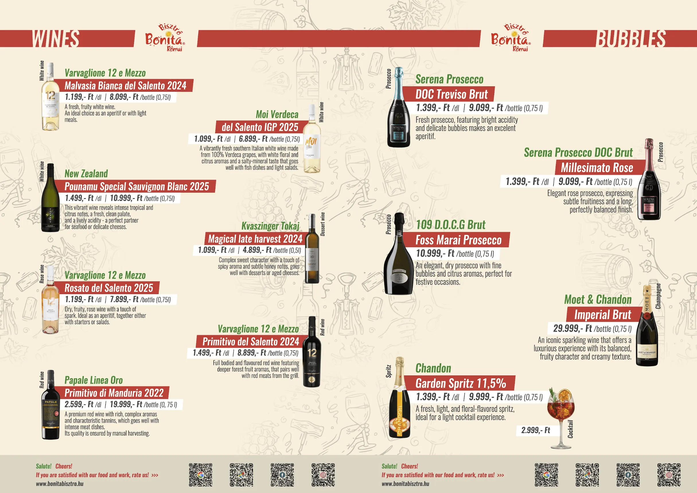 Bonita Bisztró III. Római Part – menu page 1.