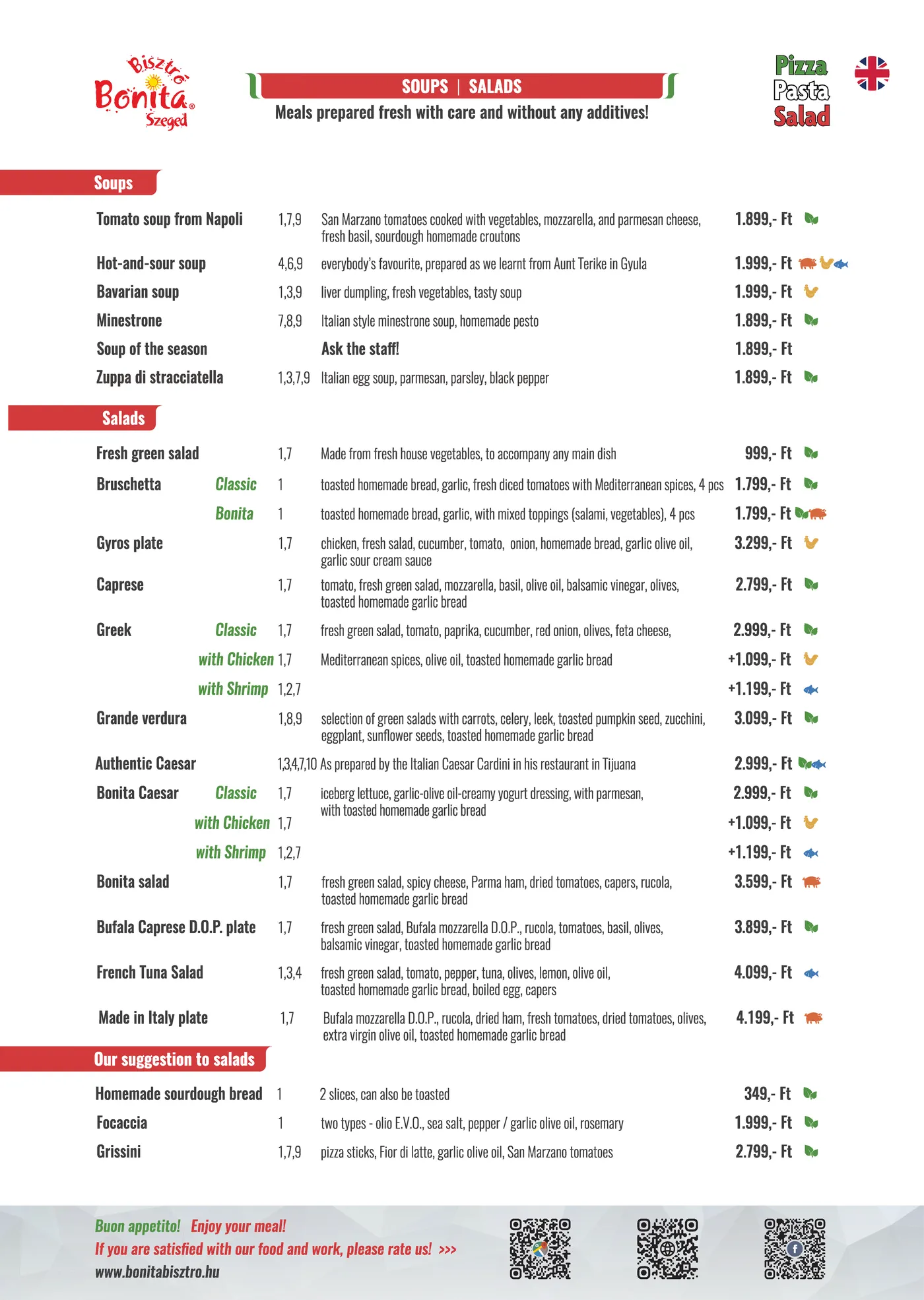 Bonita Bisztró Szeged – menu page 3.