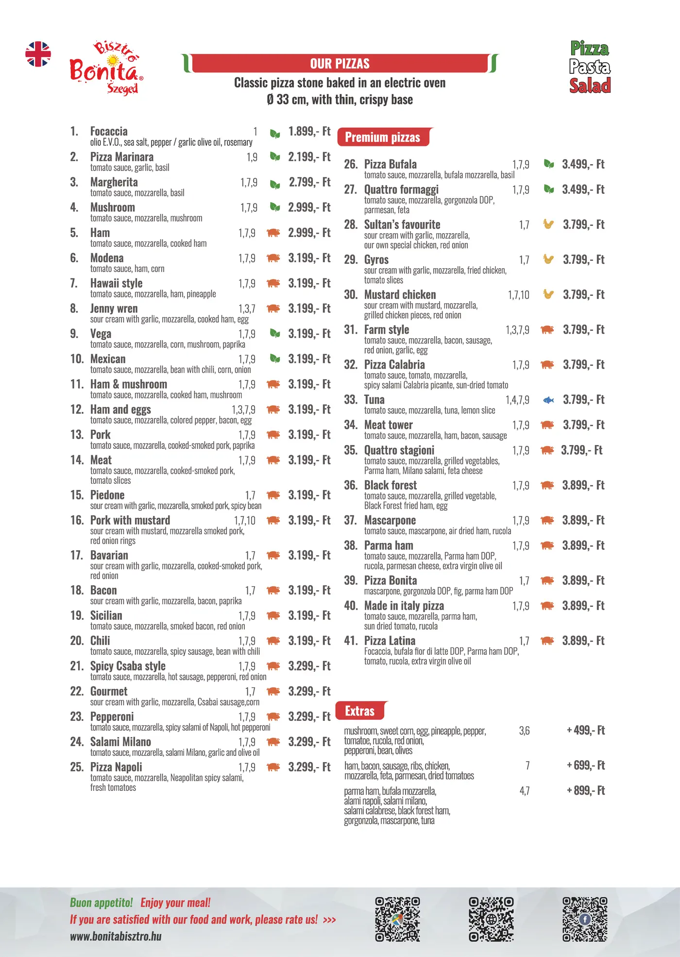 Bonita Bisztró Szeged – menu page 4.