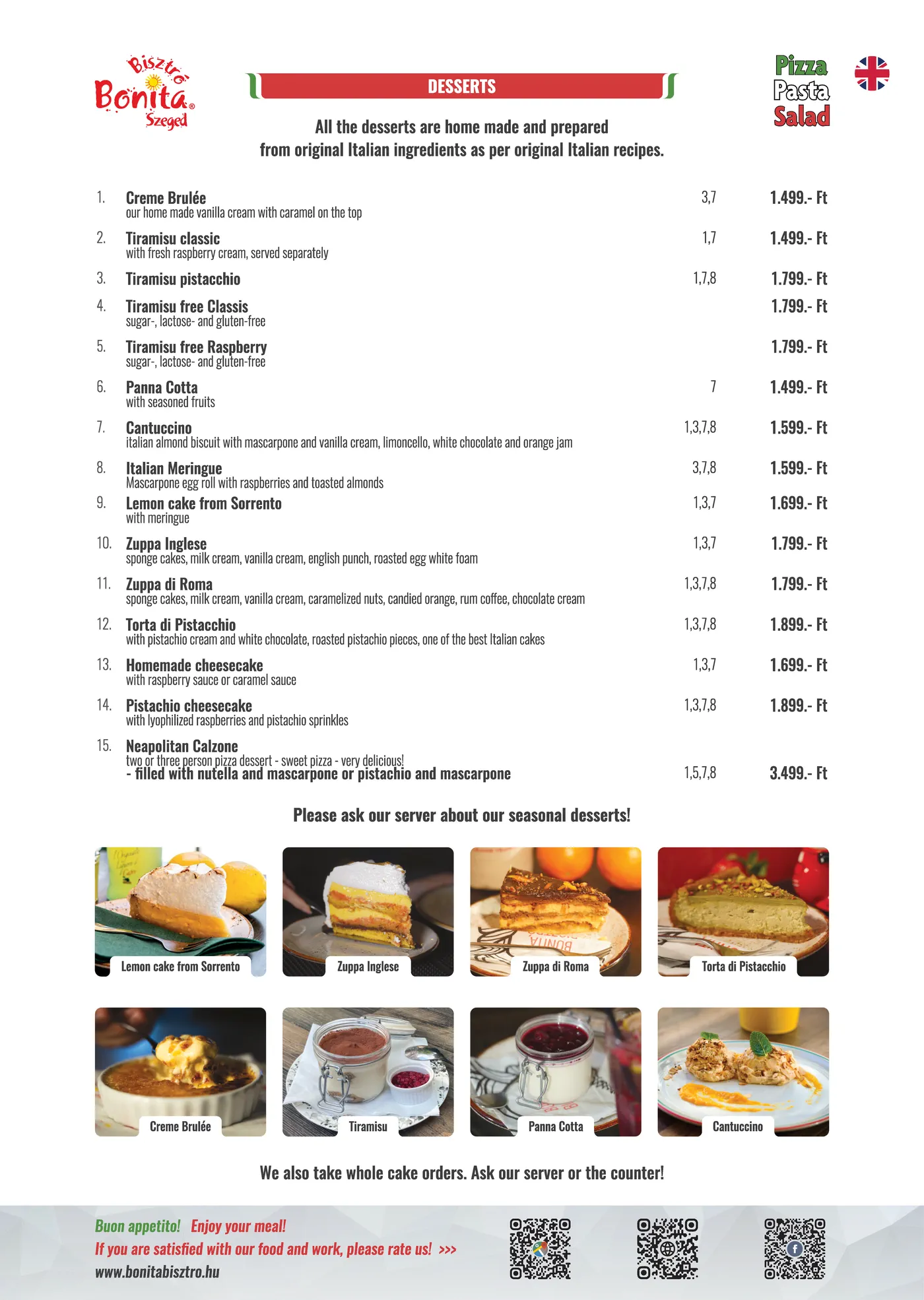 Bonita Bisztró Szeged – menu page 9.