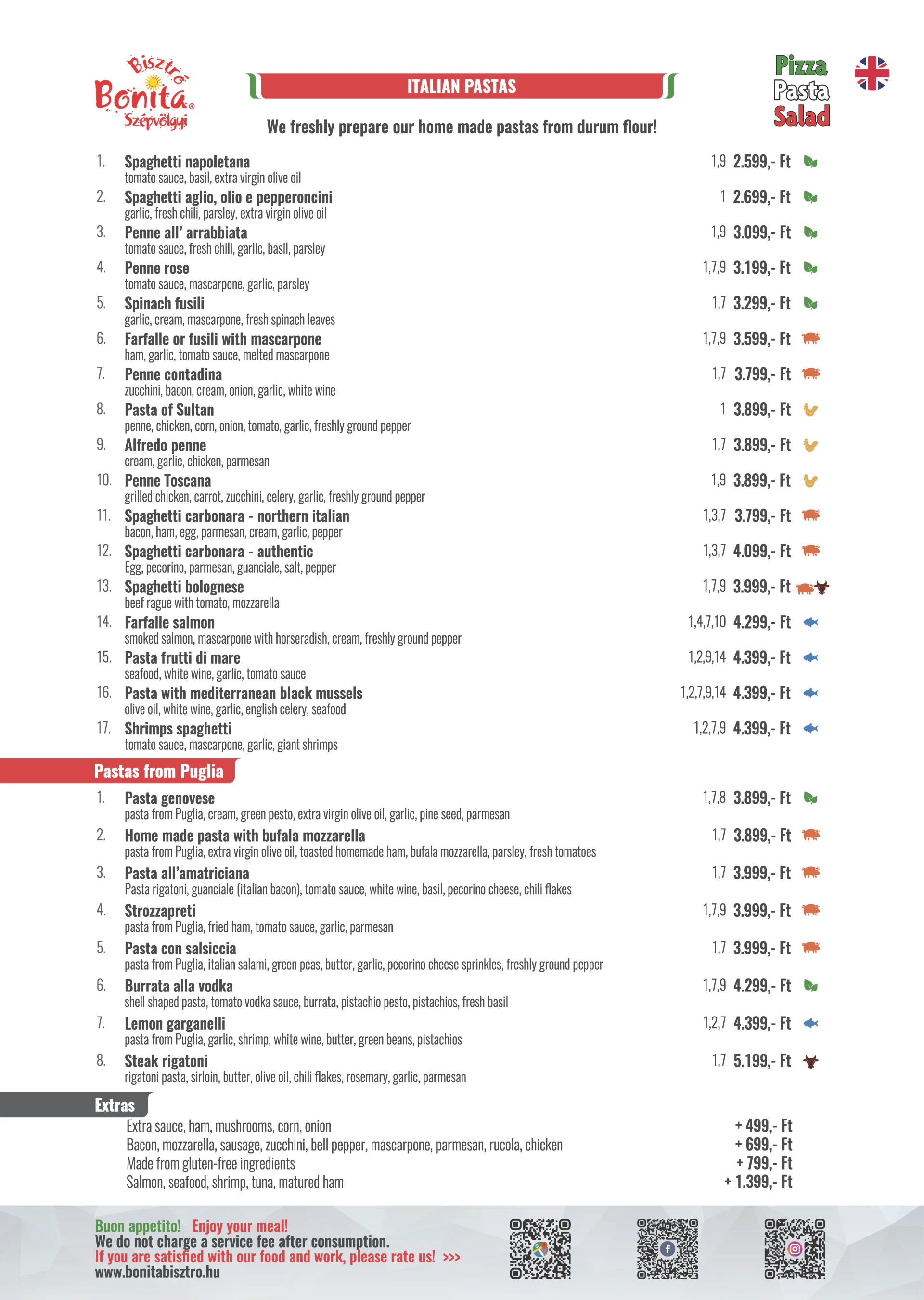 Bonita Bisztró Szépvölgyi út – menu page 5.