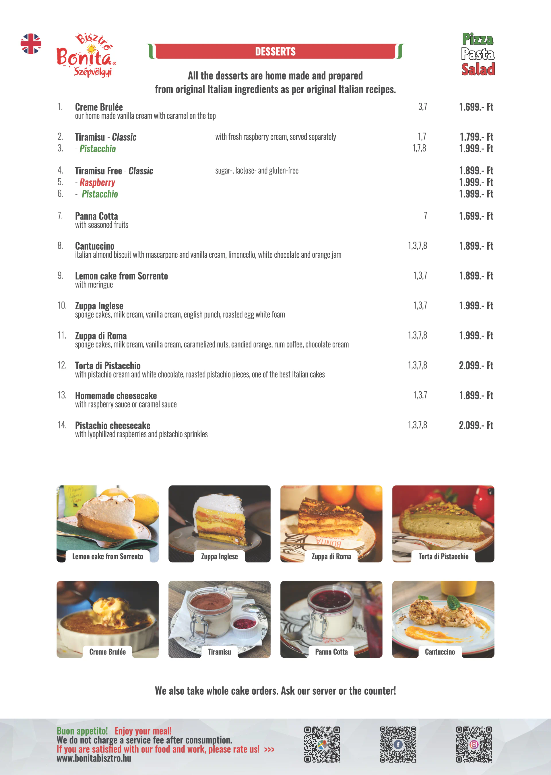 Bonita Bisztró Szépvölgyi út – menu page 8.