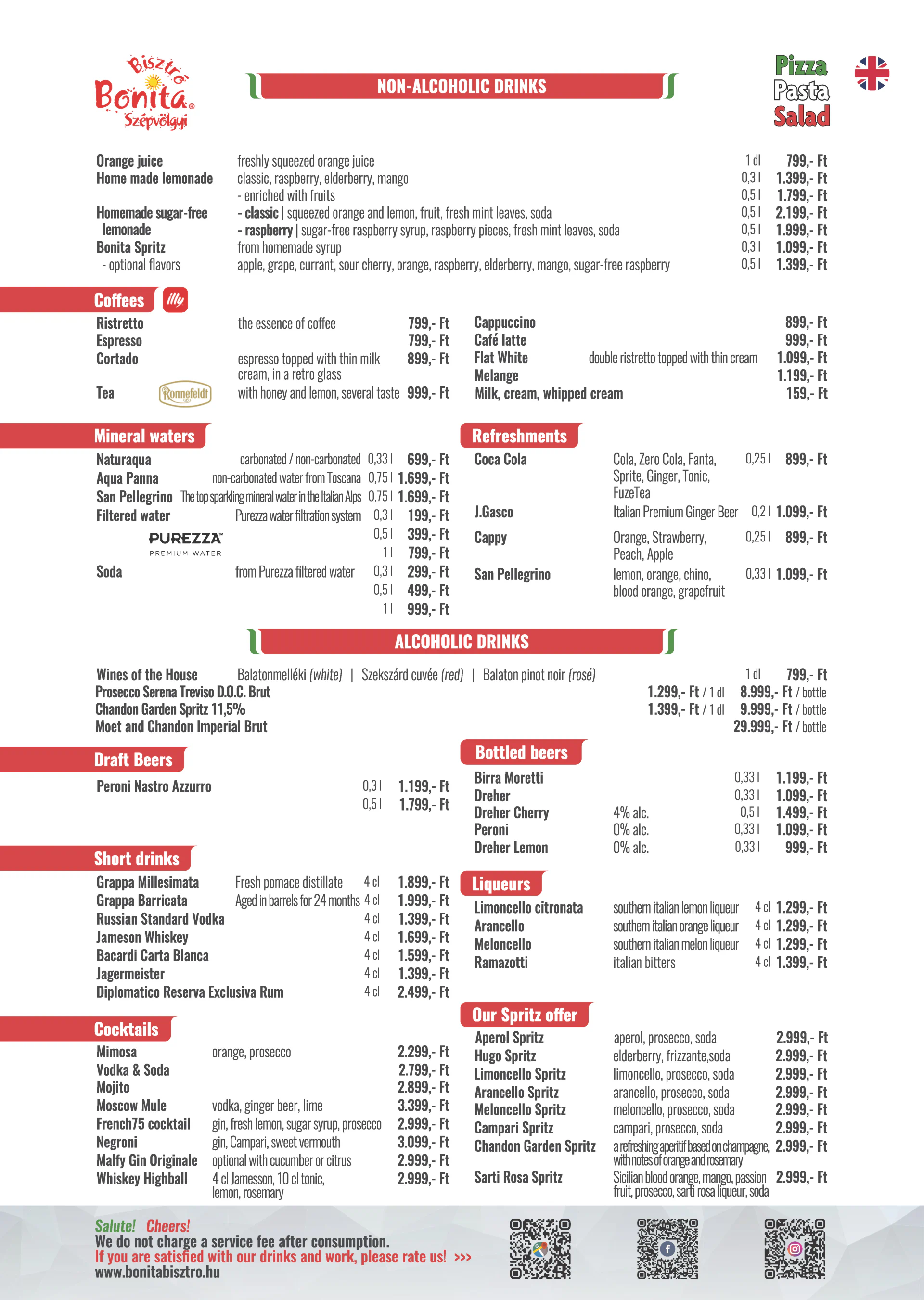 Bonita Bisztró Szépvölgyi út – menu page 9.