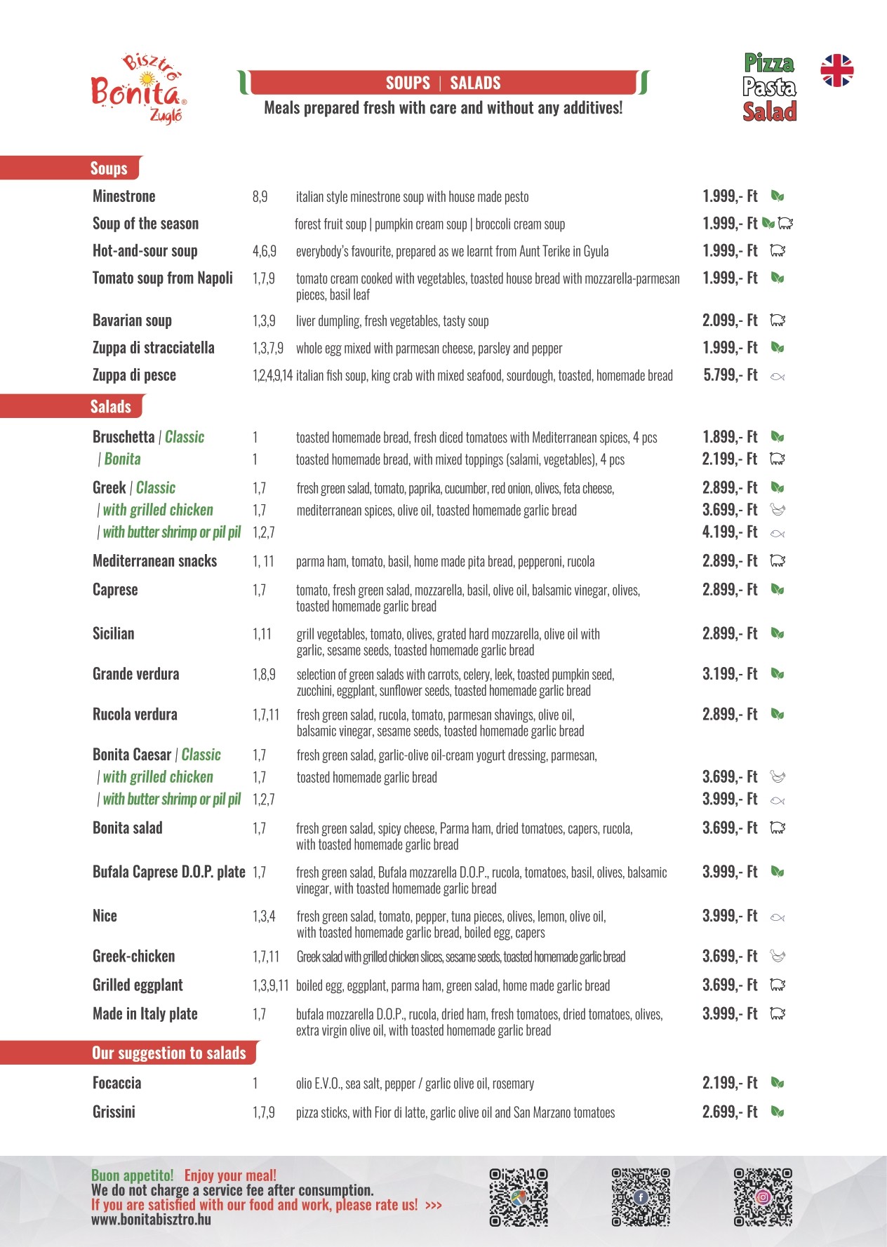 Bonita Bisztró XIV. Zugló – menu page 3.