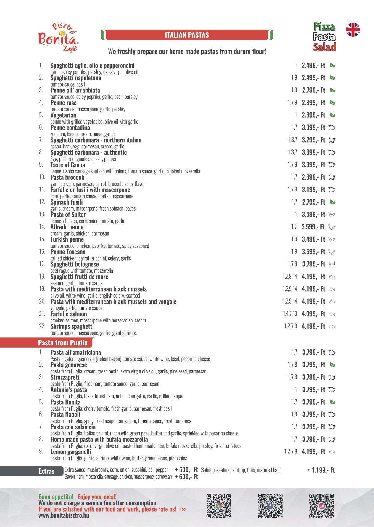 Bonita Bisztró XIV. Zugló – menu page 5.