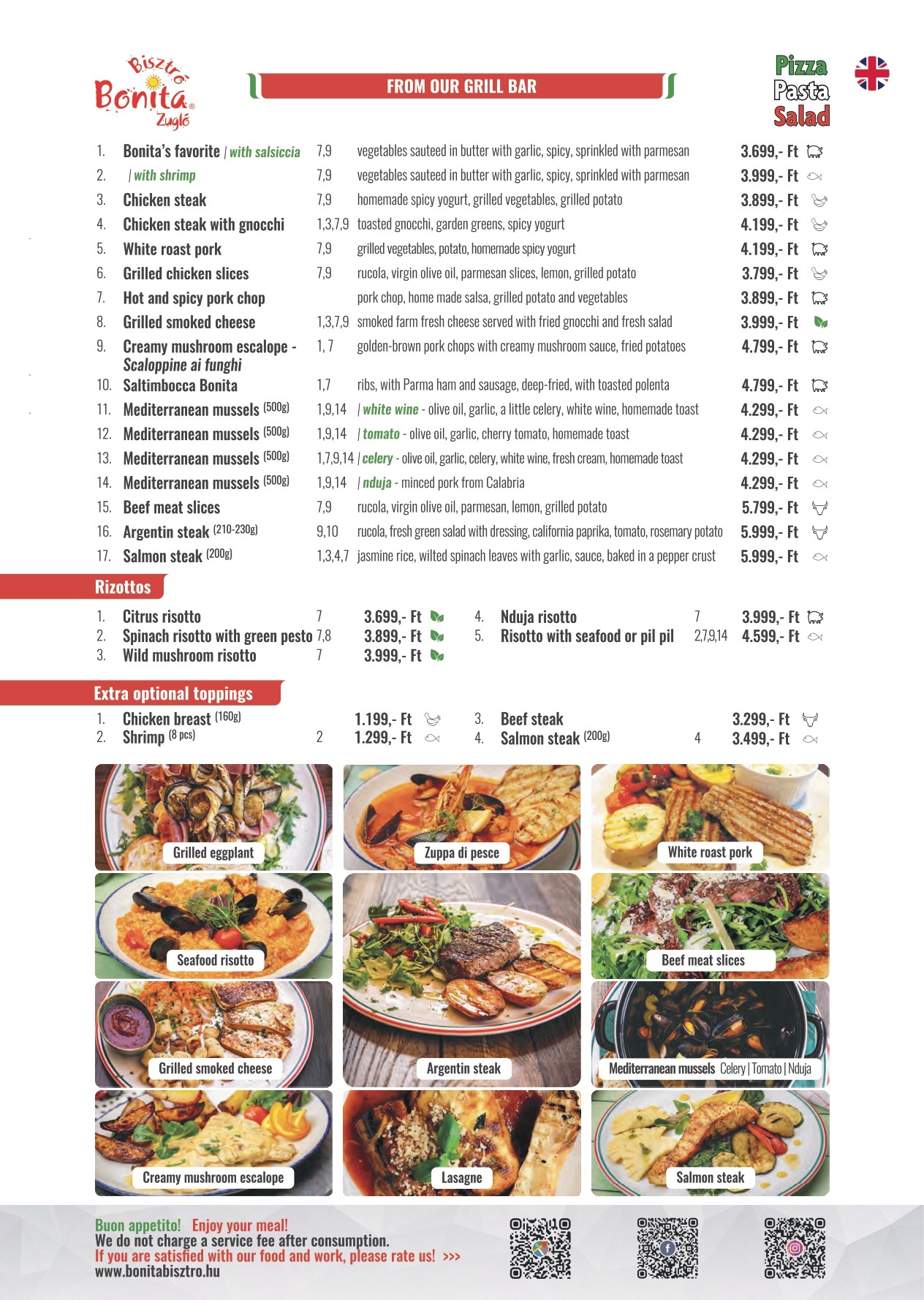 Bonita Bisztró XIV. Zugló – menu page 7.