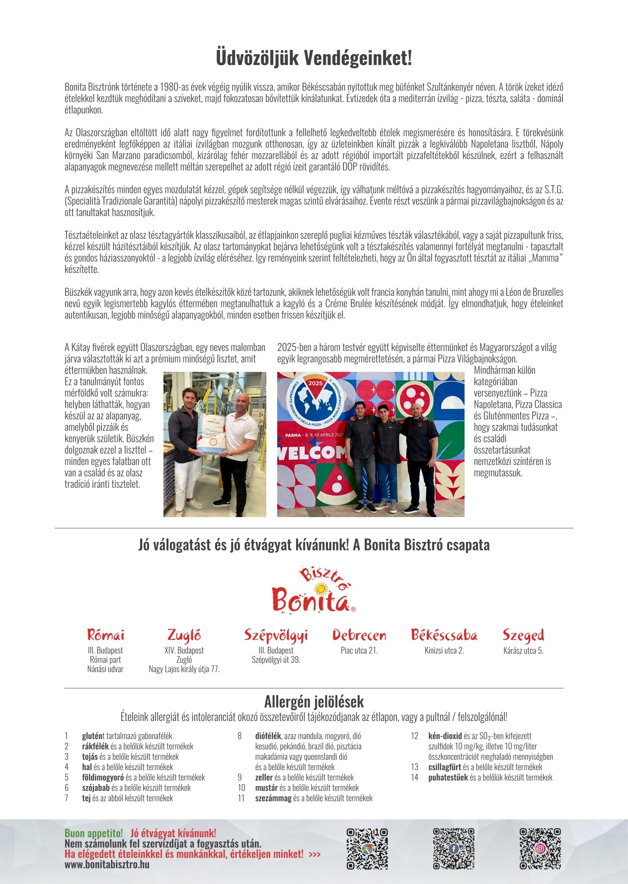 Bonita Bisztró XIV. Zugló – étlap oldal 2.