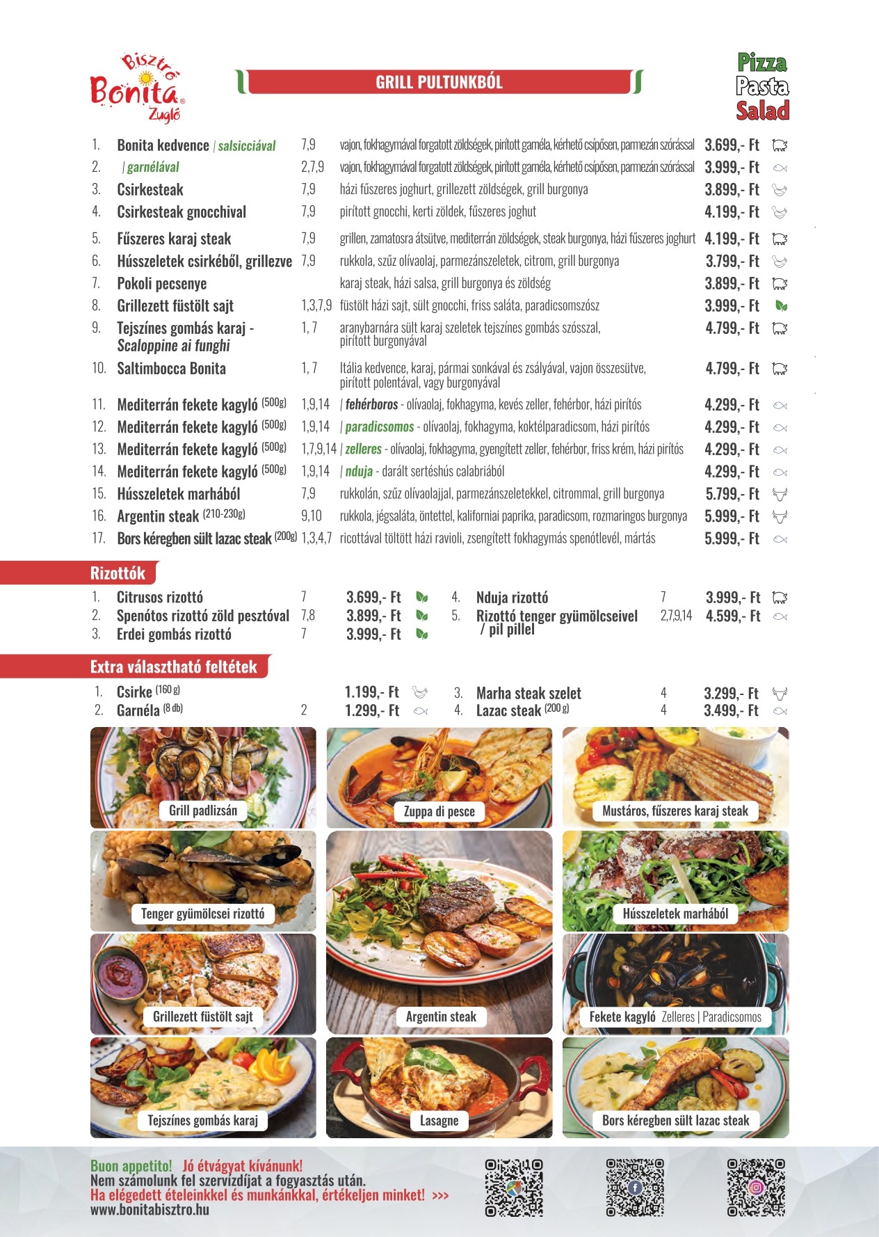 Bonita Bisztró XIV. Zugló – étlap oldal 7.